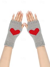 halpa ystävänpäivä-Naisten neulotut kynsikkäät sydänkuviolla, useita värejä, sopivat täydellisesti ystävänpäivään ja syksyn/talven arkikäyttöön