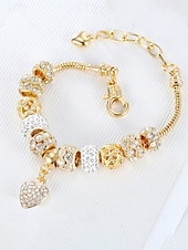 levne Dámský náramek-Dámský náramek s přívěskem ve tvaru srdce z lehké slitiny s třpytivými kubickými zirkony, ideální jako dárek k Valentýnu nebo pro každodenní nošení.