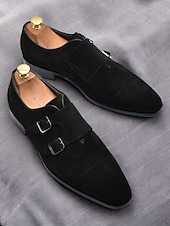 billiga Monk Shoes-Men's Formal Double Monk Strap Shoes – Elegant Leather Shoes for Weddings, Business Events and Formal Occasions