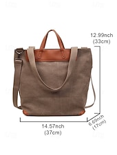 abordables Bolsos de mano y tote-Bolso grande de lona de poliéster para mujer con correa de hombro ajustable, bolso bandolera versátil en varios colores, bolso informal diario para viajes, trabajo y compras.