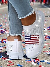 Sneakers slip-on grafiche con bandiera USA per donna per il 250° Anniversario degli Stati Uniti - Scarpe atletiche ammortizzate e traspiranti stile sportivo casual patriottico per parate USA viaggi e