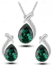 Недорогие Свадьба ACC-Женский ювелирный набор из сплава и циркона – элегантное колье и серьги в форме капли, доступны в нескольких цветах, идеально подходят для свадеб и вечерних мероприятий.