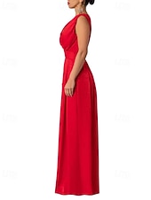 economico Tuta-Per donna Normale Tuta Elegante Tinta unica Senza Maniche Gamba larga Scollo a V Pieghettato Vacanza Ferie Vestibilità regolare Nero Verde militare Rosso Estate