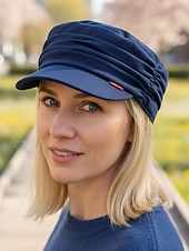 tanie Kapelusze damskie-damska czapka plisowana z poliestru – wiele kolorów, swobodny styl, idealna do noszenia na co dzień i w podróży