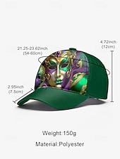 abordables Accesorios-Gorra de béisbol de poliéster para hombre con estampado de máscara de Mardi Gras, ajuste ajustable, varios colores, ideal para carnaval, festivales y atuendos casuales.