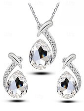 Недорогие Свадьба ACC-Женский ювелирный набор из сплава и циркона – элегантное колье и серьги в форме капли, доступны в нескольких цветах, идеально подходят для свадеб и вечерних мероприятий.
