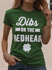  St. Patrick's Day Women's T Shirt Print Graphic Stylish Classic Casual Short Sleeve Crew Neck Round Neck Regular Tops Daily White Red Green Summer Spring Fall Winter