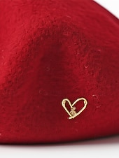 tanie Walentynki-damski beret w kształcie serca, wykonany z imitacji wełny, dostępny w wielu kolorach, idealny na prezent walentynkowy i do noszenia na co dzień