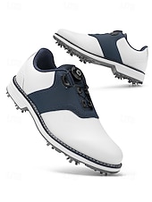 baratos Sapatos de Golfe Masculinos-Sapatos de golfe masculinos brancos, construção leve e respirável, sola com aderência estável, estilo esportivo e elegante para campos de golfe e atividades ao ar livre.