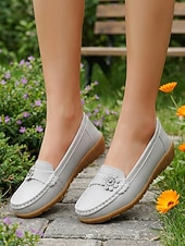 billiga Lätta damskor-Kvinnors gula komfortmockasiner – låtsasläder med blommor avslappnad stil för promenader arbete shopping resor och vardagligt bruk