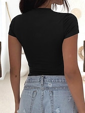 economico Magliette-Per donna Blusa Arricciato Semplice Casual Manica Corta Collo a U Top Regolari Quotidiano Ferie Uscire Nero Bianco Cachi Rosa Grigio Estate Primavera