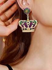 levne Příslušenství-Dámské náušnice s motivem Mardi Gras – materiál slitina, k dispozici v různých designech, ideální pro oslavy a festivaly Mardi Gras