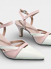 preiswerte Slingback-Pumps-Schwarze und weiße Slingback-Pumps mit Farbblock-Design – elegante Pumps mit spitzer Zehenpartie und verstellbarem Riemen für Büro und Alltag