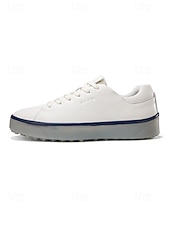 cheap Men's Golf Shoes-Men's White Golf Shoes, Lightweight Breathable Upper, Cushioned Grip Sole, Clean Sport Style for Golfers &amp; Outdoor Play