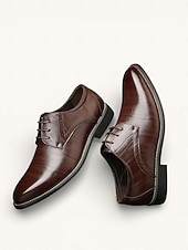 tanie Buty derby-męskie granatowe buty typu oxford ze sztucznej skóry – stylowy, sznurowany design do noszenia w pracy i na formalne okazje