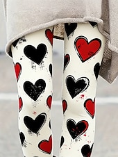abordables -Femmes Leggings Leggings confortables Vacances Occasionnel Longueur complète Taille hautePantsSaint Valentin Cœur Graphique Impression Confort Confortable Élastique Occasionnel Quotidien Vacances