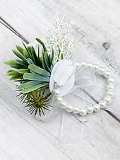 preiswerte Hochzeit ACC-Herren-Ansteckblume und Handgelenkschmuck aus Kunstblumen – Materialmix – perfekt für Hochzeiten und Partys