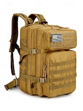 baratos Mochilas de Exterior-Mochila tática masculina camuflada em nylon, mochila militar de grande capacidade, bolsa multicolorida para atividades ao ar livre, como caminhadas, camping e viagens, com patch da bandeira americana.