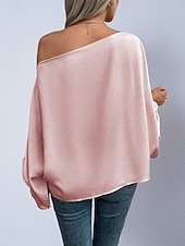 voordelige Chique Blouses-Dames Overhemd Satijnen overhemd Blouse Tops met blote schouders Effen Stijlvol Klassiek Modern Lange mouw Schouderafhangend Normale tops Dagelijks Feestdagen Uitgaan blauw Zwart Blozend Roze Rood