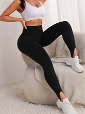 preiswerte Einfarbige Leggings-Damen Chinos Leggings Mode Streetwear Lässig Volle Länge Mittlere Taillenlinie Einfarbig Einfach Elastischer Bund Bequem Mikroelastisch Innen Urlaub Fitnessstudio Schwarz Sommer Frühling Lässiger