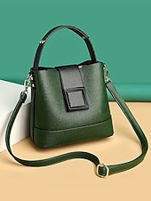 お買い得  ハンドバッグ＆トートバッグ-女性用フェイクレザーバケットバッグ - 多用途のショルダーバッグとクロスボディスタイル、複数の色、カジュアルからセミフォーマルまで使えるトレンディで丈夫なバッグ