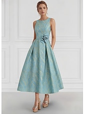 Недорогие Комплекты платьев для мам-А-силуэт Ниже колена Свадебное платье для гостей Платье для матери невесты Без рукавов Рукав 3/4 Квадратный вырез Элегантный стиль Вечеринка в саду Свадьба Официальные Стретч-креп с Карман