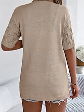 economico Bluse Semplici-Per donna Tunica Top estivi Blusa Top traforato Traforato Semplice Elegante Classico Moderno Manica Corta Top lunghi Quotidiano Ferie Uscire Bianco Rosa Cachi Estate Primavera