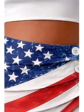  pantaloncini chino da donna per il giorno dell'indipendenza americana, pantaloncini a farfalla, pantaloni corti vintage alla moda, a vita alta, con stampa grafica della bandiera americana, microelastici, per le vacanze, per strada, blu e rossi, estivi