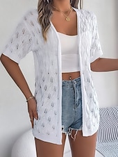 economico Bluse Semplici-Per donna Tunica Top estivi Blusa Top traforato Traforato Semplice Elegante Classico Moderno Manica Corta Top lunghi Quotidiano Ferie Uscire Bianco Rosa Cachi Estate Primavera