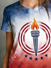  Giorno dell'Indipendenza Americana Per donna Maglietta Stampato Grafico Elegante Classico Casual Manica Corta Girocollo Top Regolari Quotidiano Sportivo Uscire Blu Rosso Estate Primavera 250th