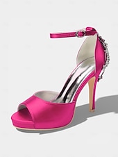 preiswerte Braut-Elegante Brautsandalen aus elfenbeinfarbenem Satin mit Knöchelriemen und Kristallverzierung an der Ferse – perfekt für eine Hochzeit in der Stadt.