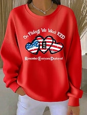  Giorno dell'Indipendenza Maglione Pullover Patriottico da Donna Melange Grafica Lettera Casual Manica Lunga Collo Rotondo Top Regolari Casual Casa Street Nero Bianco Rosso Primavera Autunno