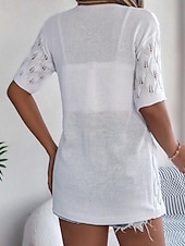economico Bluse Semplici-Per donna Tunica Top estivi Blusa Top traforato Traforato Semplice Elegante Classico Moderno Manica Corta Top lunghi Quotidiano Ferie Uscire Bianco Rosa Cachi Estate Primavera