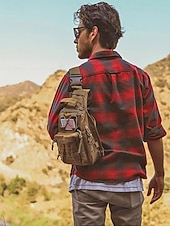 billiga Herrväskor-Herrkamouflage nylon axelremsväska bröstväska – flera fickor, stor kapacitet, hållbar design för utomhussporter, vandring, camping och resor