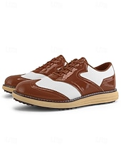 voordelige Heren Golf Schoenen-Rode en witte golfschoenen voor heren, ademend bovenwerk met gripvaste buitenzool, lichtgewicht en comfortabel, ideaal voor golfers en buitensporters.