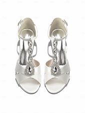 cheap Women-Women's Pink Satin Crystal Wedge Sandals – Elegant Dressy Style for Resort Evenings