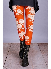  Women's Leggings Cozy Leggings Vacation Vintage Ethnic Style Full Length High Waist Floral Graphic Printing Comfort Comfortable Stretchy Casual Daily Vacation Deep Green Wine Navy Purple Spring Fall