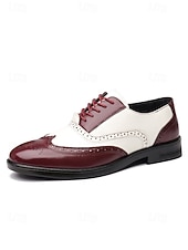 economico Scarpe Oxford-scarpe eleganti da uomo bicolore, stile oxford marrone e bianco, design con lacci, look vintage elegante per matrimoni e occasioni formali