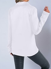 economico Bluse Semplici-Per donna Camicia Camicia in raso Camicia casual Blusa Bottoni Semplice Elegante Essenziale Classico Manica Lunga Colletto a Camicia Top Regolari Quotidiano Ferie Uscire Nero Bianco Rosso Blu Reale