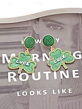 abordables Accesorios-Pendientes de trébol para mujer: aleación, varios estilos, verde, ideal para el Día de San Patricio, uso diario.