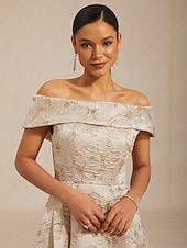  Femmes Robe maxi Robe à épaules dénudées Robe bustier Élégant Soirée Remise des Diplômes Coupe régulière Fleuri Sans manches Top épaules dénudées Champagne Été Printemps Automne