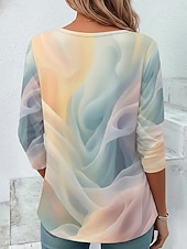 voordelige Kunst &amp; Design t-shirt-Dames T-shirt Lange Mouwen Crew Neck Lange Mouwen Tuniek Bloemen Graphic Gradient Elegant Vintage Stylish Reguliere Tops Dagelijkse Print Wit Geel Rood Blauw Donkergroen Herfst Voorspeel