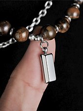 Недорогие Мужские украшения-Мужское ожерелье из сплава и бусин тигрового глаза, двухслойная цепочка с подвеской, повседневный стиль бохо, прочное и стильное, идеально подходит для отдыха, курортной одежды и повседневной носки.