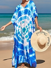 cheap Stripe&amp;Geometric Dress-Women's Maxi Dress Beach Dress Casual Dress Boho Dress Cover Up Elegant Fashion Modern Outdoor Vacation Going out Loose Fit Abstract Half Sleeve V Neck Blue Pink Royal Blue Orange Summer Spring