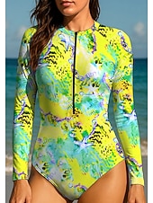 levne Rash guardy One Piece-Dámské Potápěčská kombinéza Plavky Sada plavek Oceán Zapni UPF50+ Rychleschnoucí Lehká váha Dlouhý rukáv Triko na plavání Surfování Plážové Vodní sporty Léto