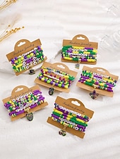 お買い得  アクセサリー-女性用アクリルブレスレットセット、マルチパターンデザイン、マルディグラテーマ、カーニバルやお祭りに最適