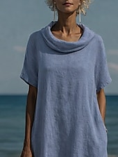economico Vestito bianco-Per donna Abito maxi Abito a Tubino Abito Estivo Casual Quotidiano Vestibilità comoda Semplice Manica Corta Scollo a Cascata Blu Rosa Verde militare Estate