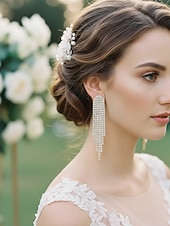 voordelige Huwelijk ACC-dames oorbellen met strass-kwast - sprankelende statement sieraden voor bruiloften, feesten en avondevenementen