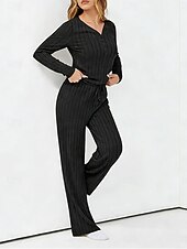 abordables Trajes de blusa para mujer-Mujer Conjuntos de dos piezas Conjuntos de pantalones Bolero Manga Larga Escote en Pico Color sólido Elegante Moda Ropa de calle Casual Diario Exterior Negro Vino Morado Primavera Ajuste regular