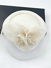 olcso Esküvő ACC-női poliészter kalap, többszínű virágos hálós koktél fejdísz, elegáns vintage stílus esküvőkre, esti vacsorákra, kerti partikra, versenyekre és hivatalos rendezvényekre